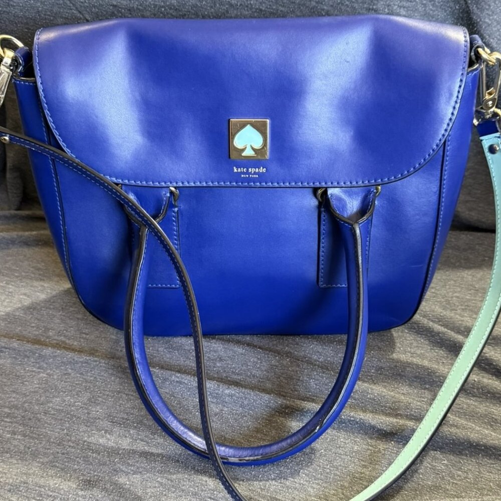 Kate Spade New York Bond Street Flo Satchel Crossbody – Royal Blue / Aqua - Picture 6 of 8